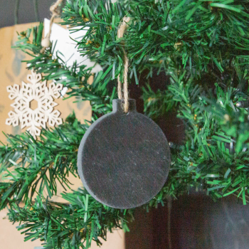 Christmas Tree Hanging Slate Decoration - Bauble Design